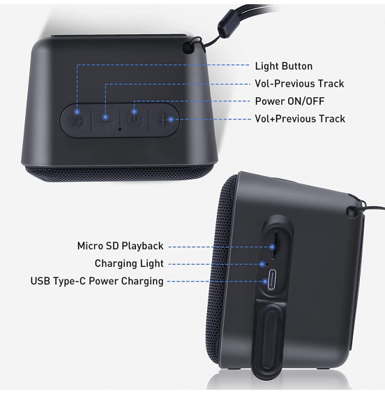 IPX7 Waterproof Portable Bluetooth Speaker, Sewowibo Wireless Bluetooth 5.1 Speaker with LED Light Show Rich Stereo Bass, Micro SD 24H Playtime, Outdoor Party Speaker TWS for Travel Beach Pool Shower IPX7 Waterproof Portable Bluetooth Speaker, Sewowibo Wireless Bluetooth 5.1 Speaker with LED Light Show Rich Stereo Bass, Micro SD 24H Playtime, Outdoor Party Speaker TWS for Travel Beach Pool Shower