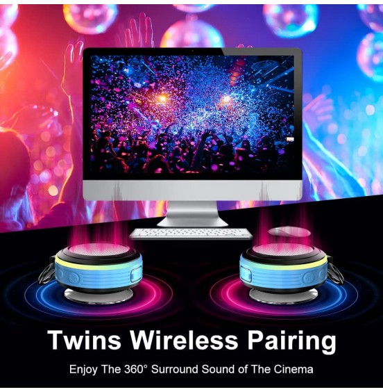 Bluetooth Shower Speaker, IPX7 Waterproof Portable Speaker with LED Light, Suction Cup, Hook, Stereo Sound, True Wireless Stereo Mini Speaker with Built-in Mic, FM Radio, for Bathroom, Pool, Outdoors Bluetooth Shower Speaker, IPX7 Waterproof Portable Speaker with LED Light, Suction Cup, Hook, Stereo Sound, True Wireless Stereo Mini Speaker with Built-in Mic, FM Radio, for Bathroom, Pool, Outdoors